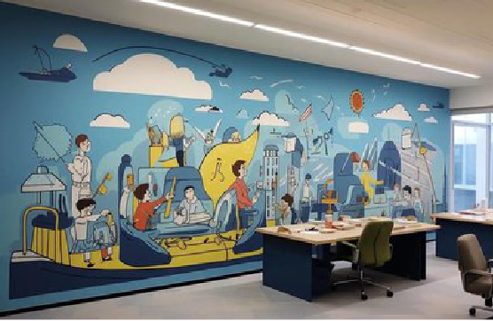 东兰办公室墙绘的特点。